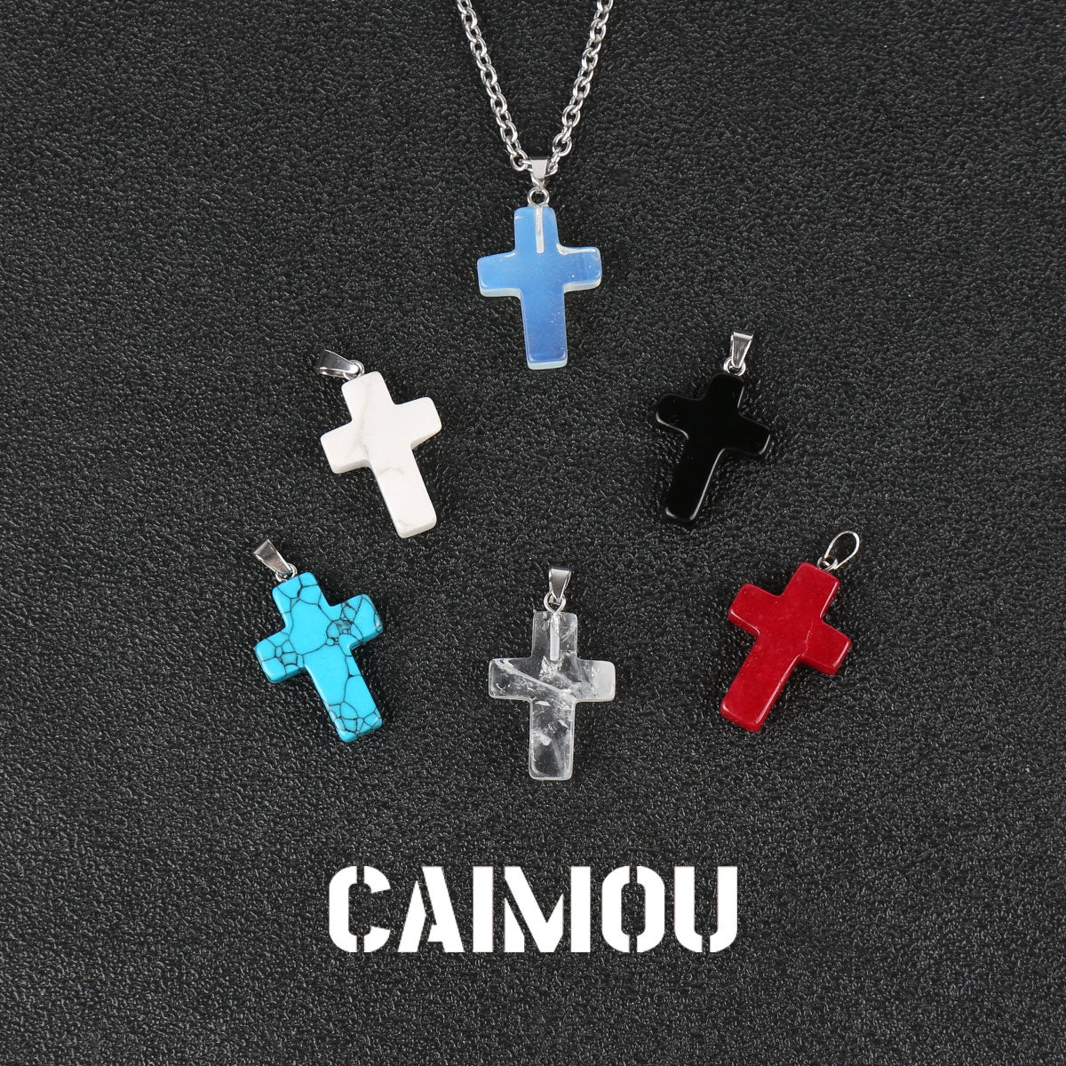 Stone Cross Pendant Necklace