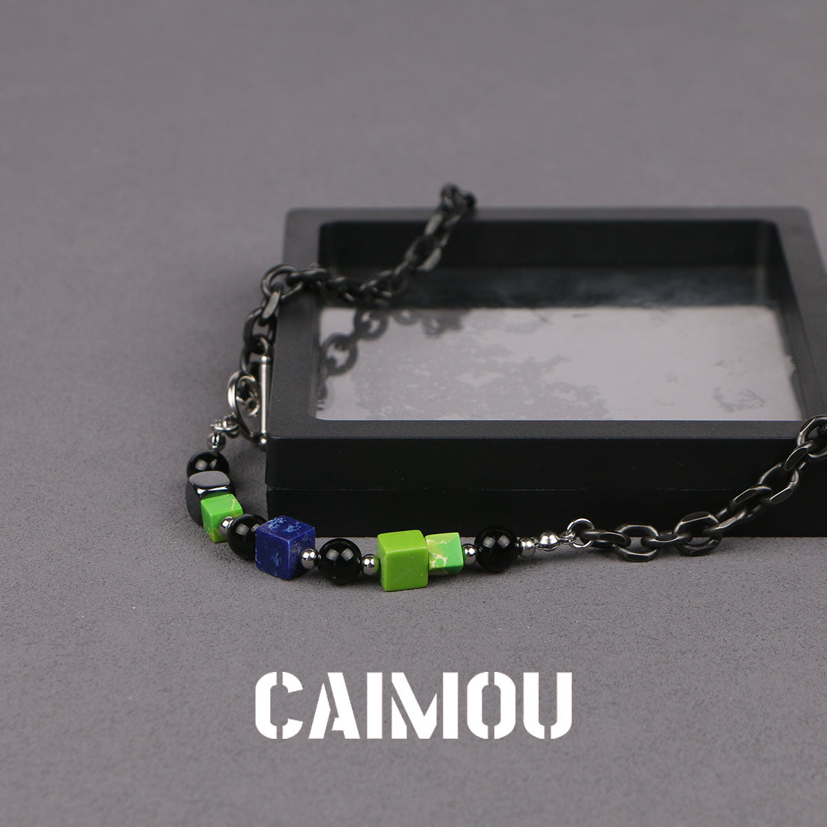 Colorful square black pearl bracelet