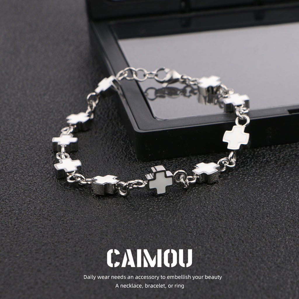 Black and white cross bracelet