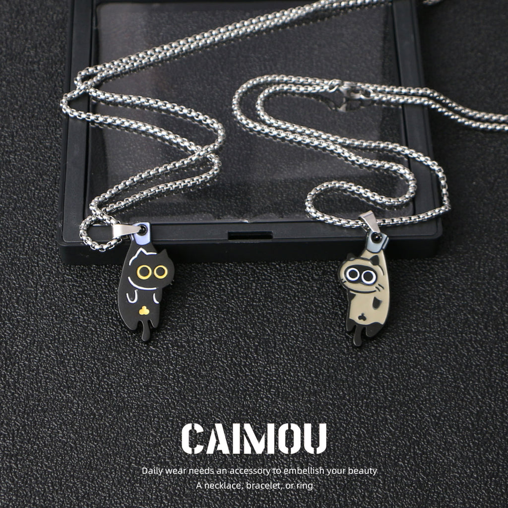 Hanging Cat Couple Necklaces (A & B)