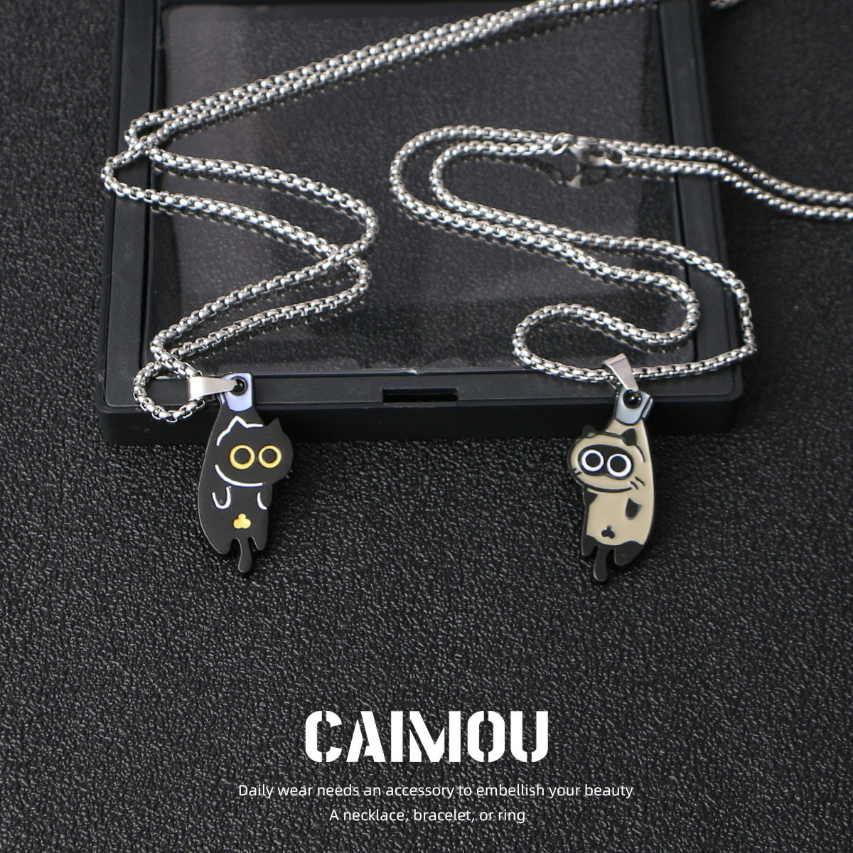 Hanging Cat Couple Necklaces (A & B)