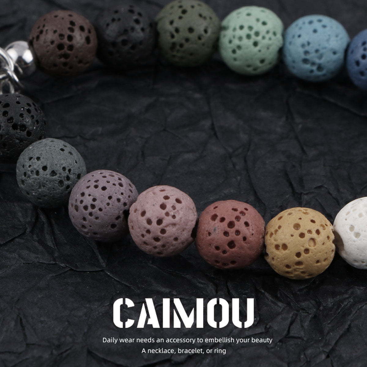 Volcanic stone cross bracelet