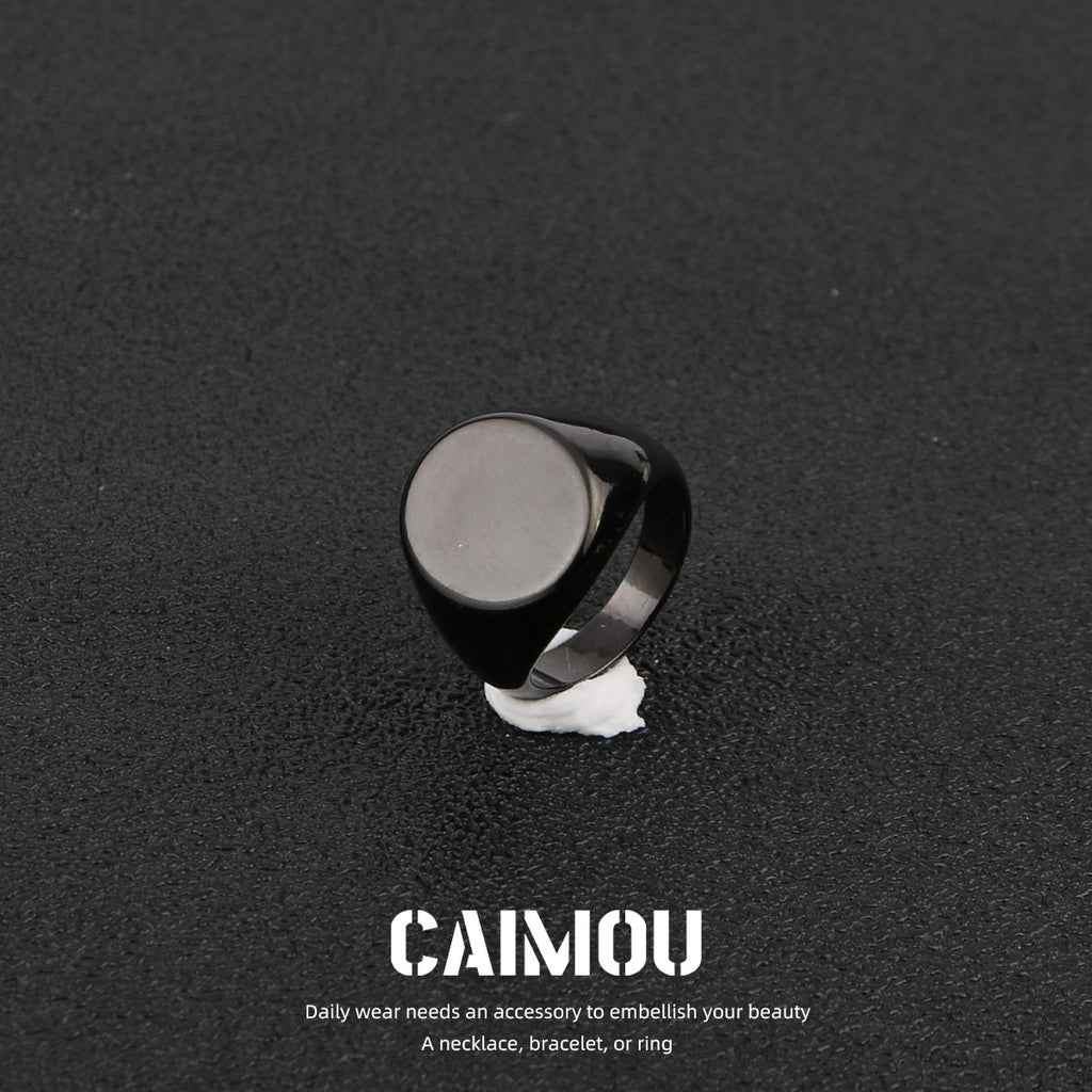 Black Titanium Steel Signet Rings (Multi Styles)