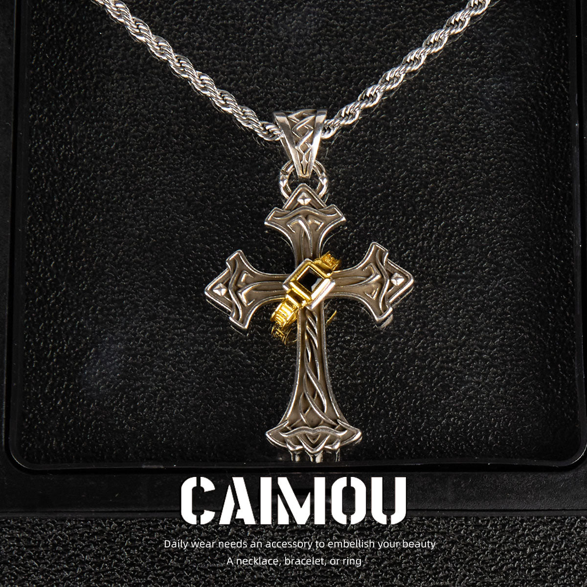 ✝️✨Gold single-ring cross necklace