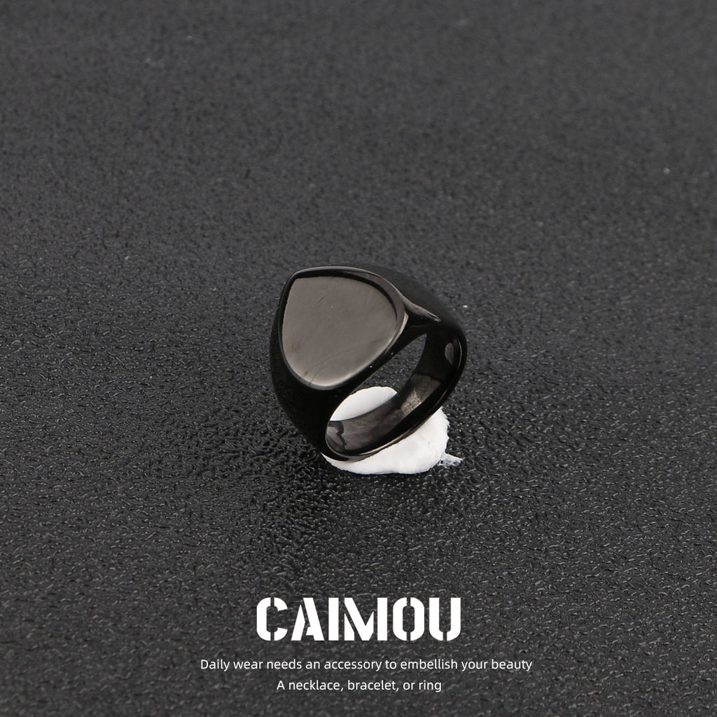 Black Titanium Steel Signet Rings (Multi Styles)