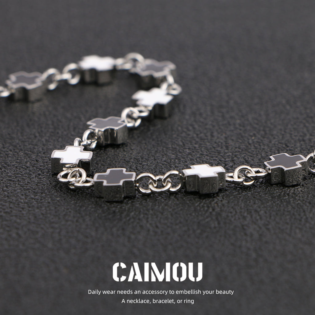 Black and white cross bracelet