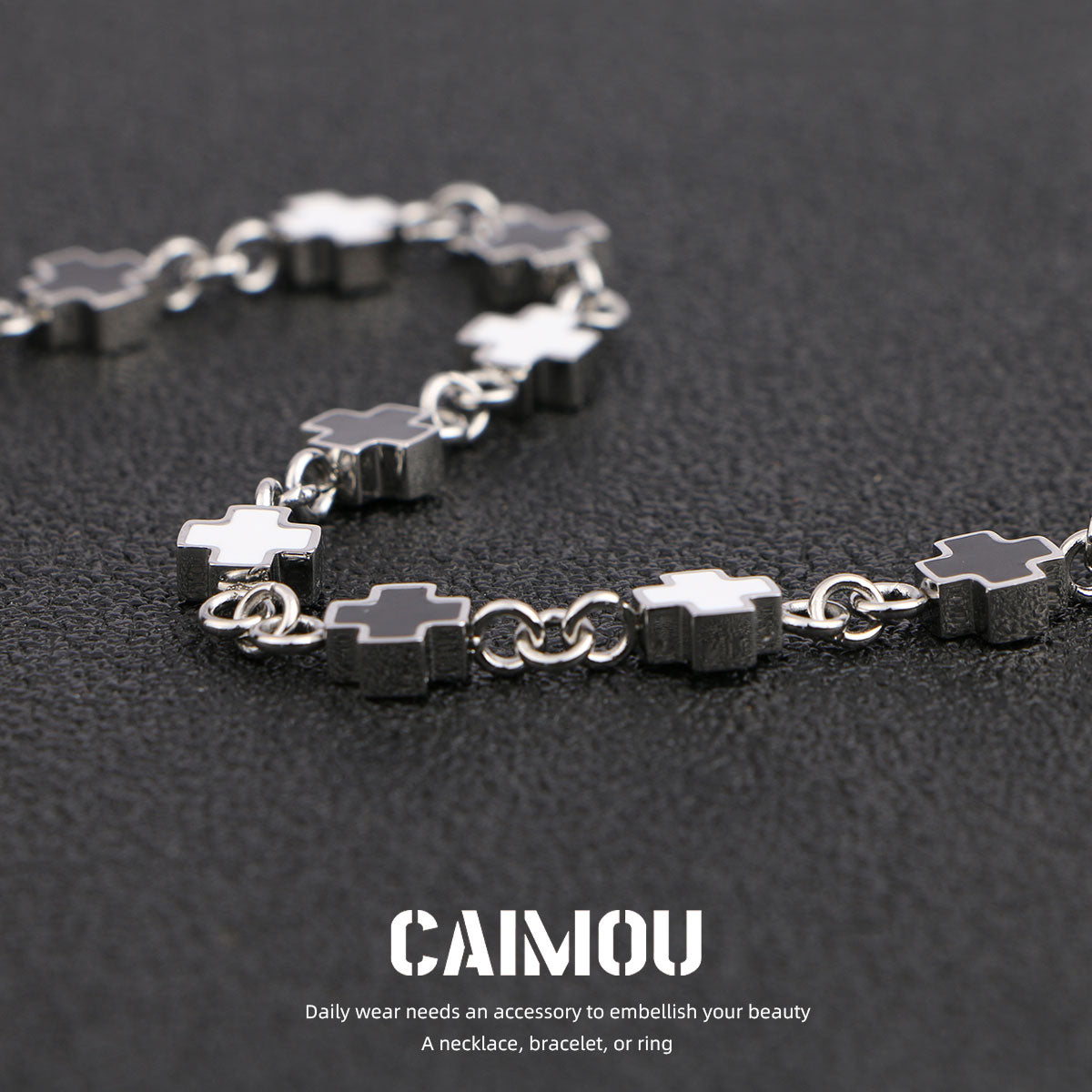 Black and white cross bracelet