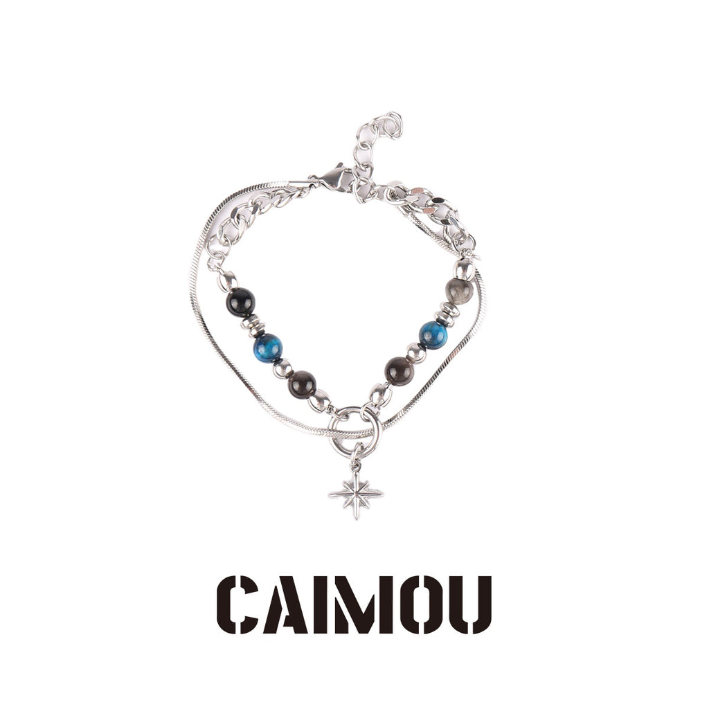 Octagram Blue Stone Beaded Bracelet