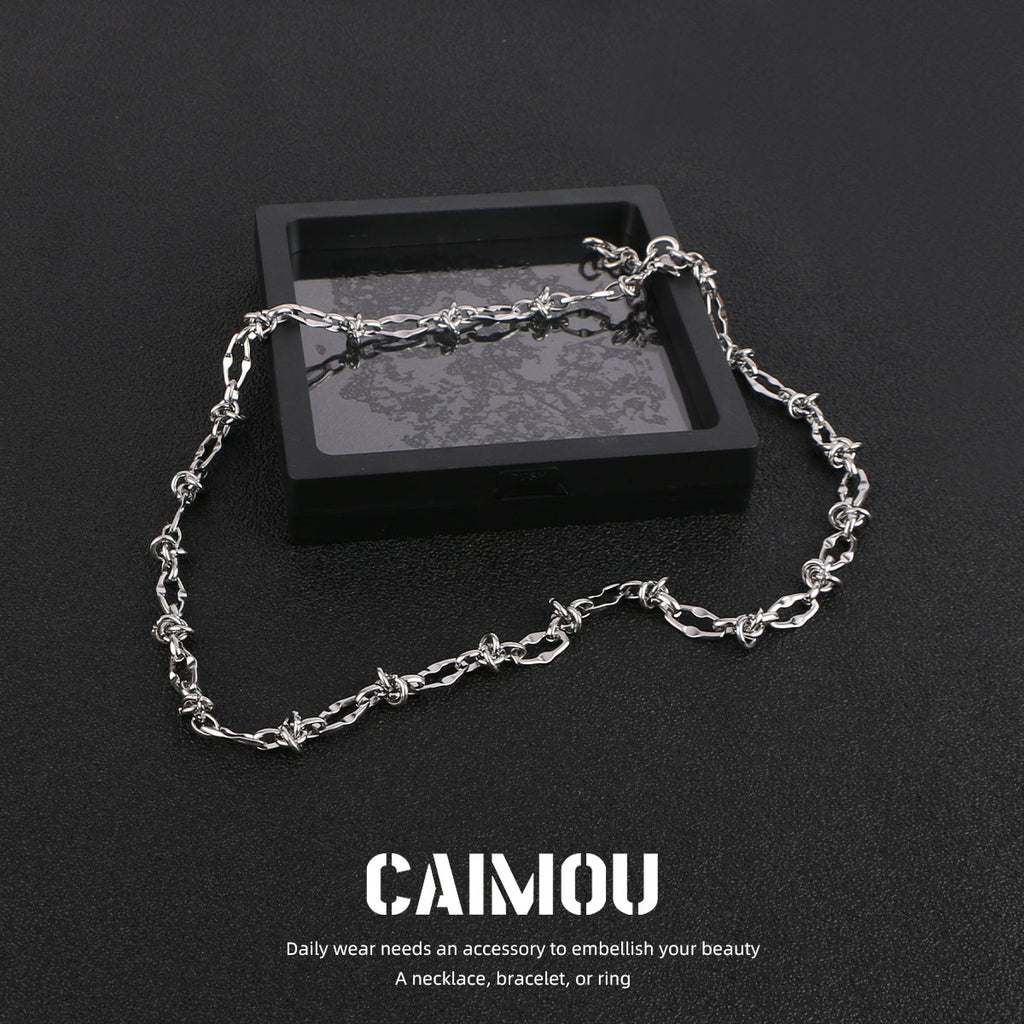 Lip Link Cuban Chain Necklace & Bracelet (Silver)