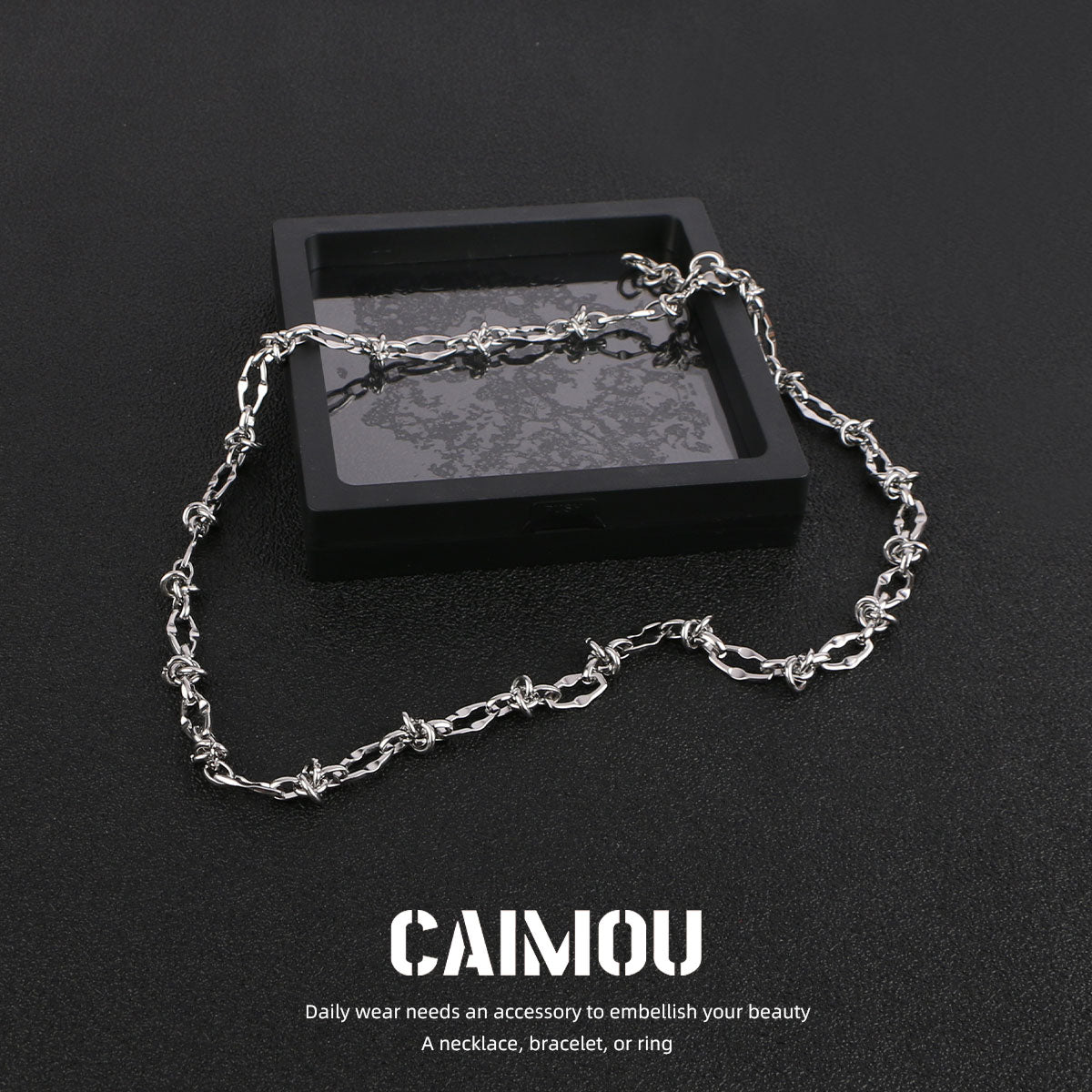 Lip Link Cuban Chain Necklace & Bracelet (Silver)