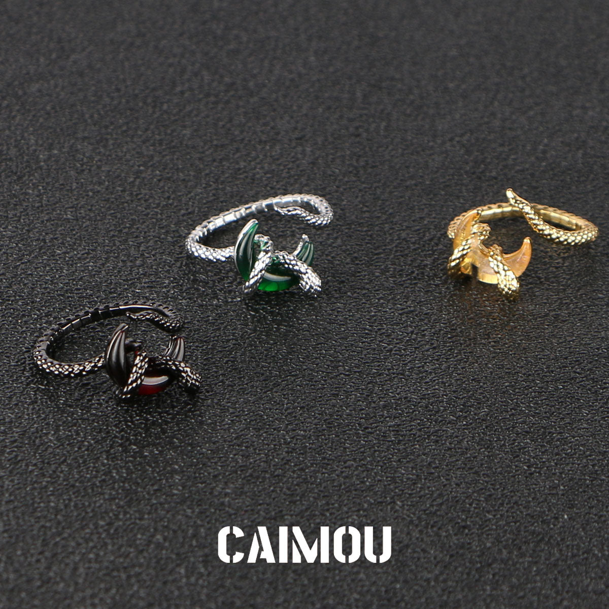 Snake Winding Moon Open Ring