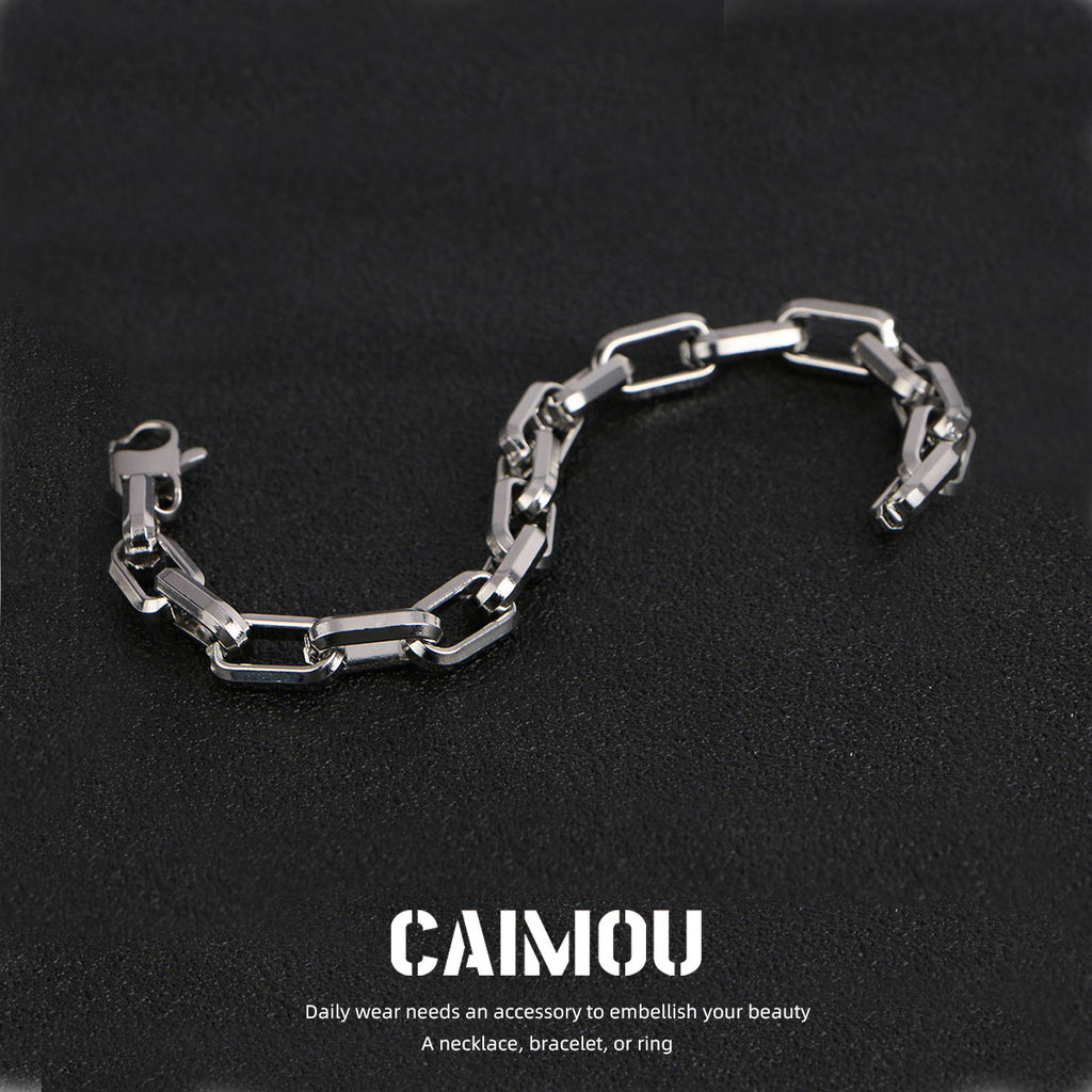 Rectangle Link Thick Chain Bracelet