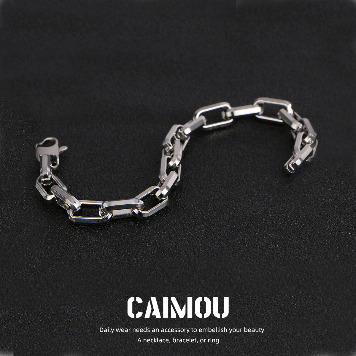 Rectangle Link Thick Chain Bracelet