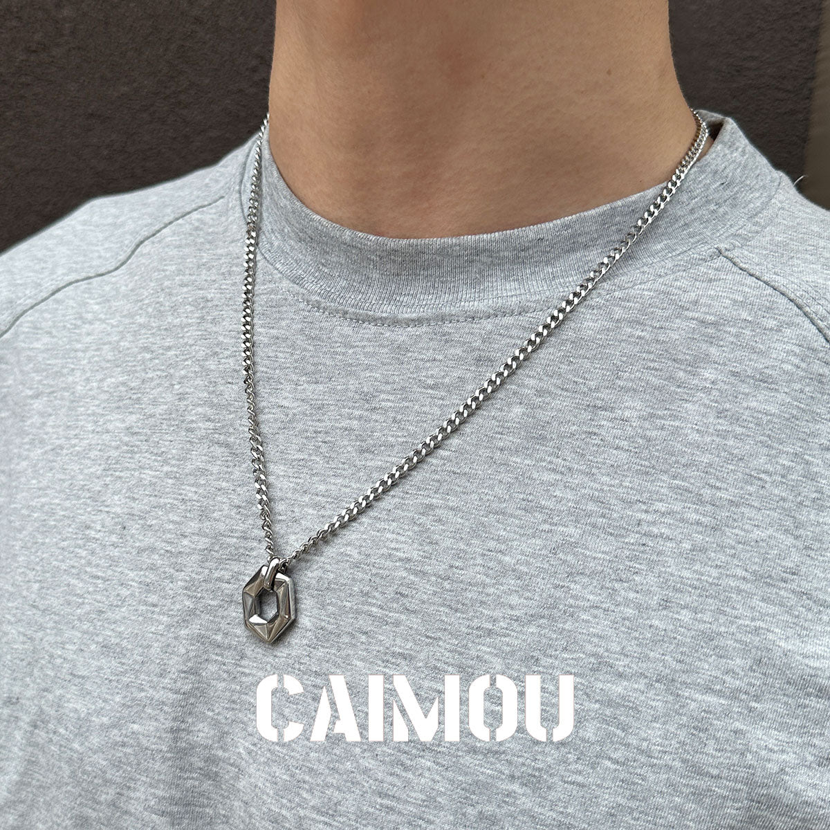 Geometric Hexagon Ring Pendant Necklace