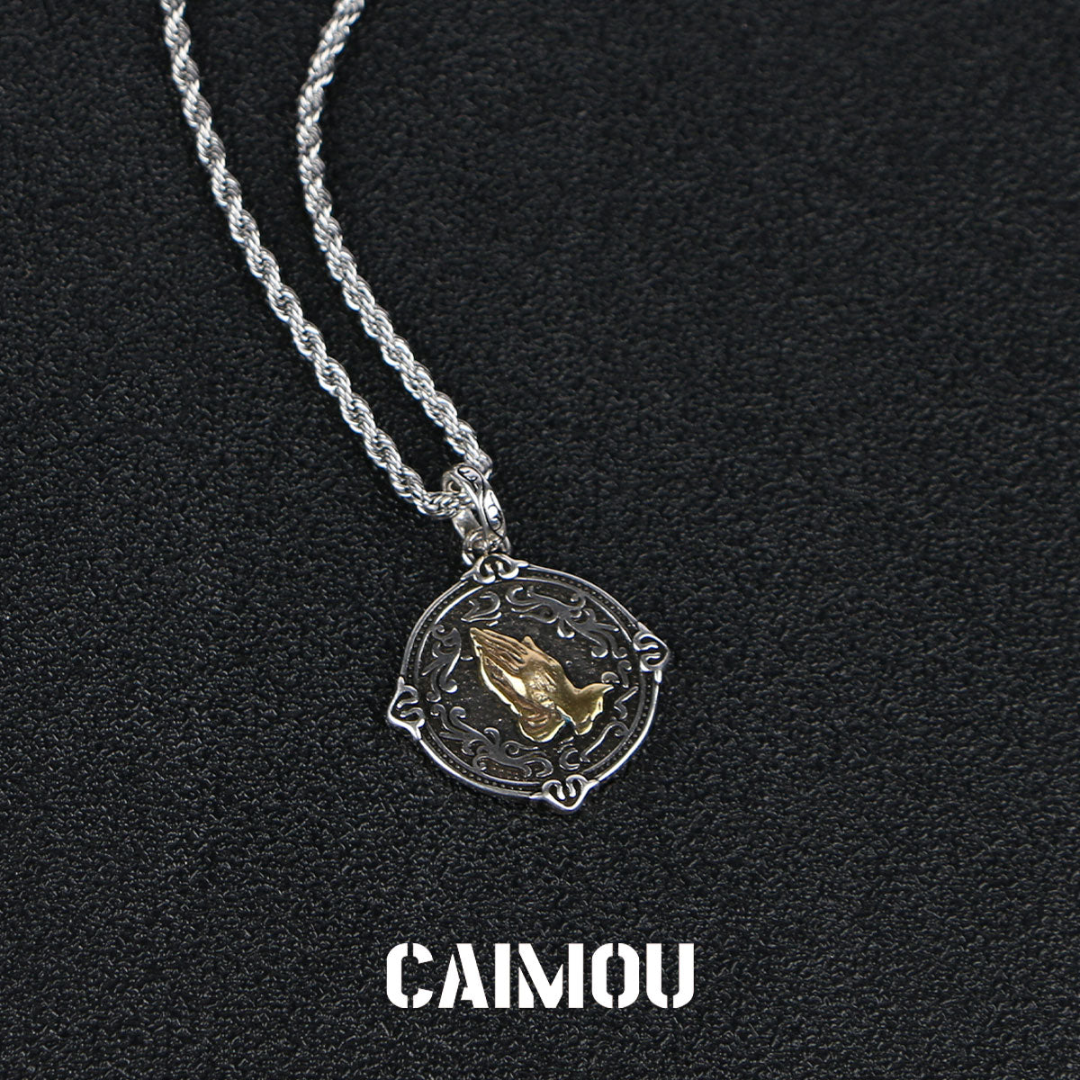 Praying Hands Coin Pendant Necklace