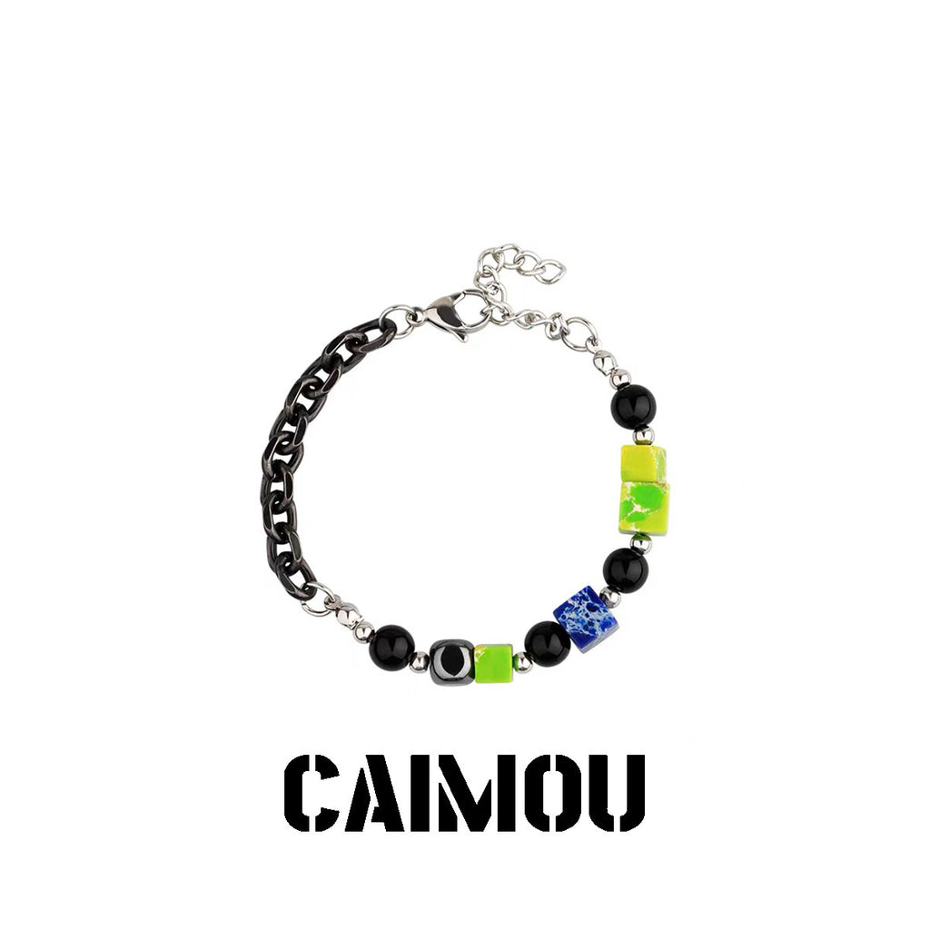 Colorful square black pearl bracelet