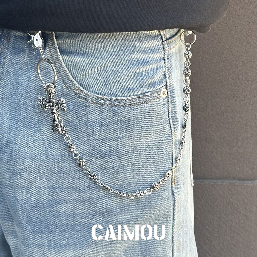 ⛓️✝️Openwork cross-shaped trouser chain