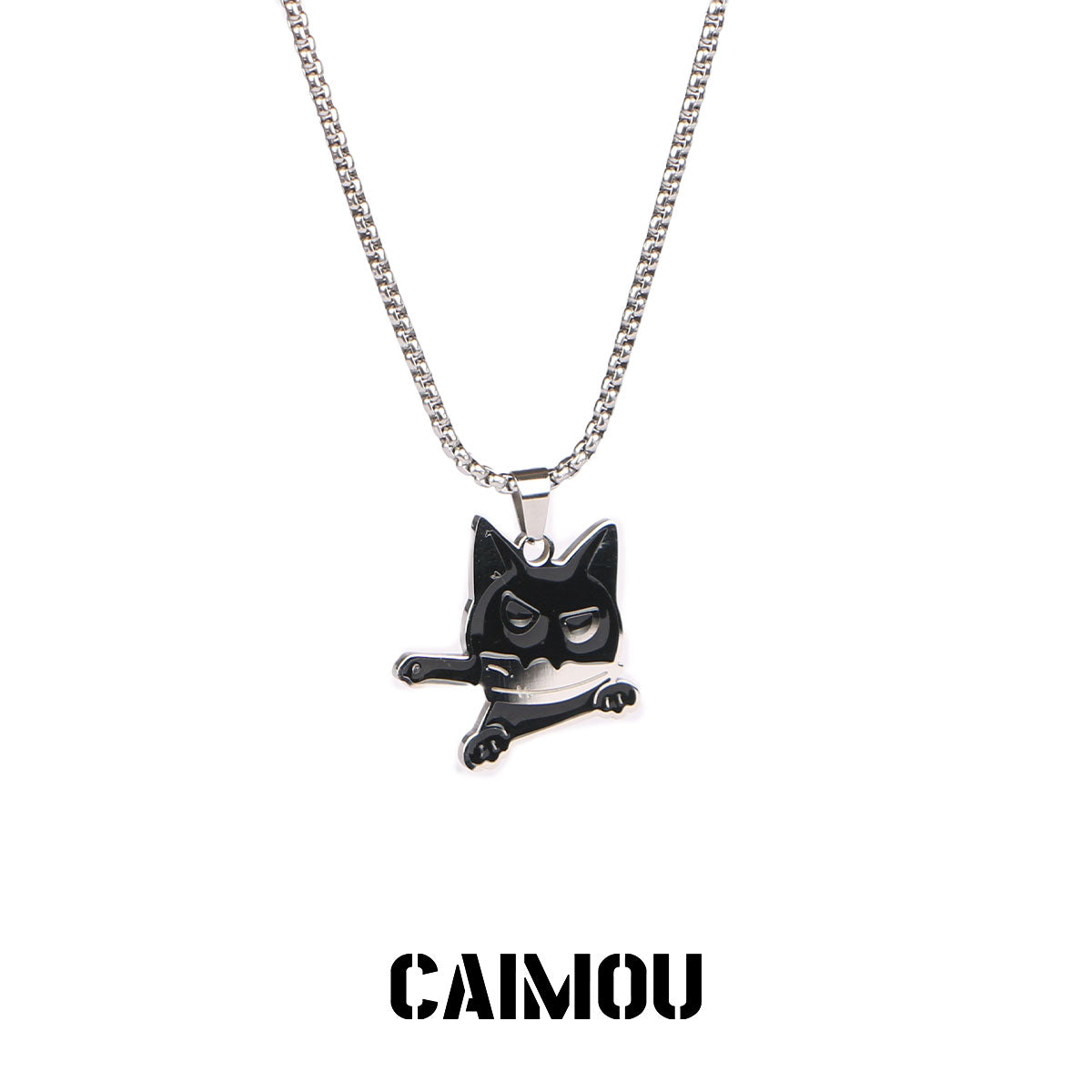 Knife Holding Cat Pendant Necklace (Firm Version)