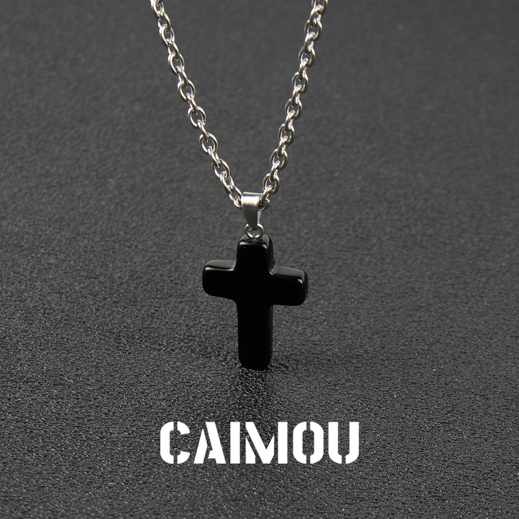 Stone Cross Pendant Necklace