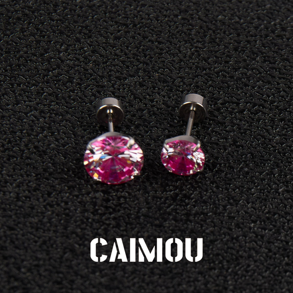 Color Plated Eight Arrows Round Zircon Stud Earrings