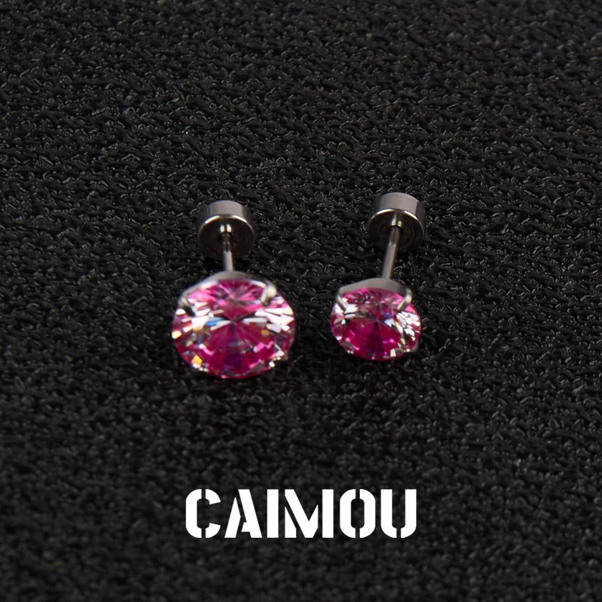 Color Plated Eight Arrows Round Zircon Stud Earrings