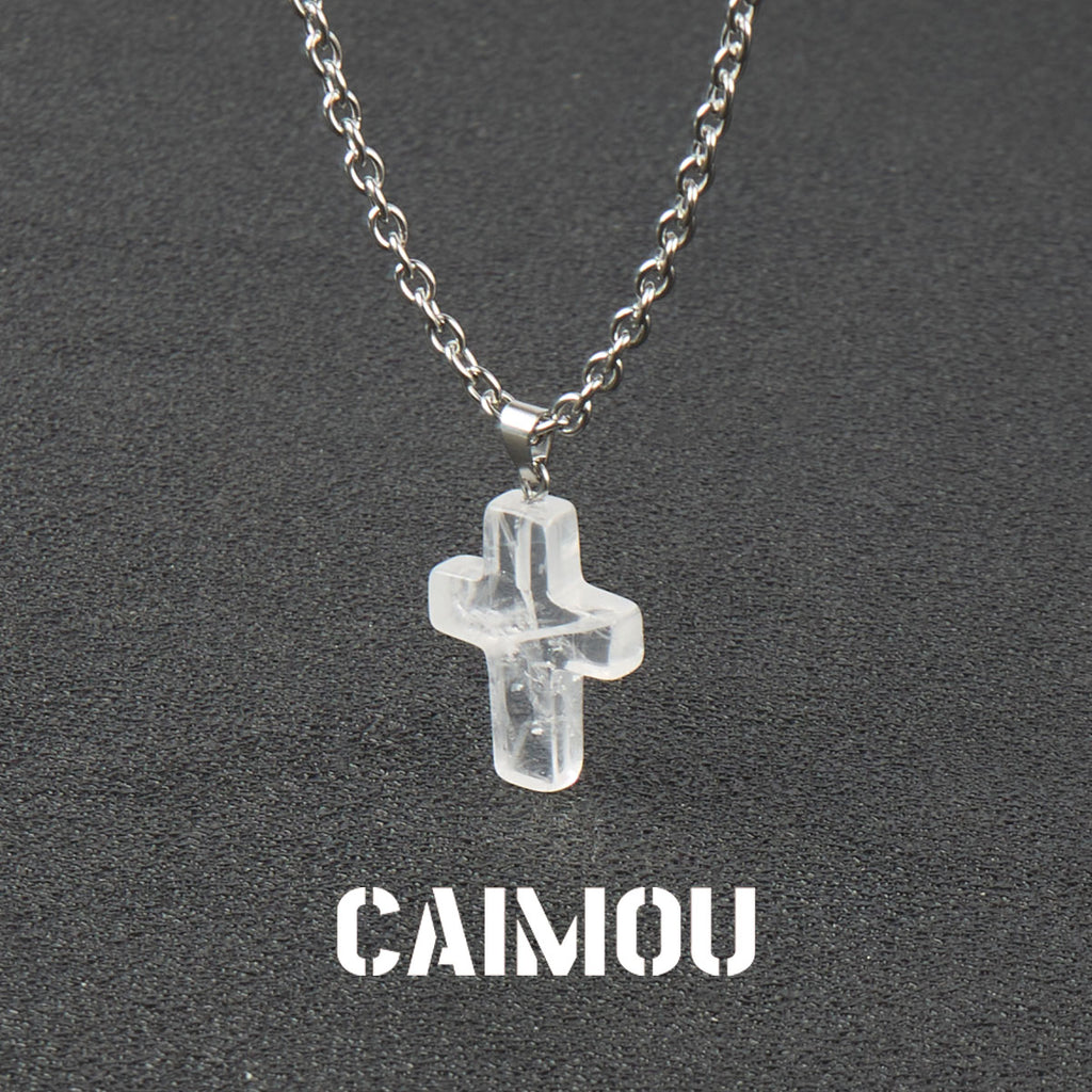 Stone Cross Pendant Necklace