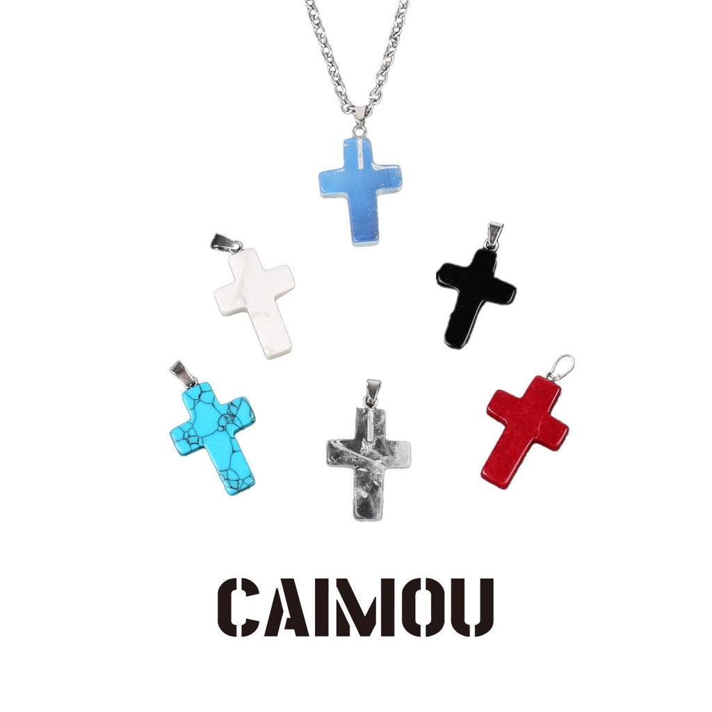 Stone Cross Pendant Necklace