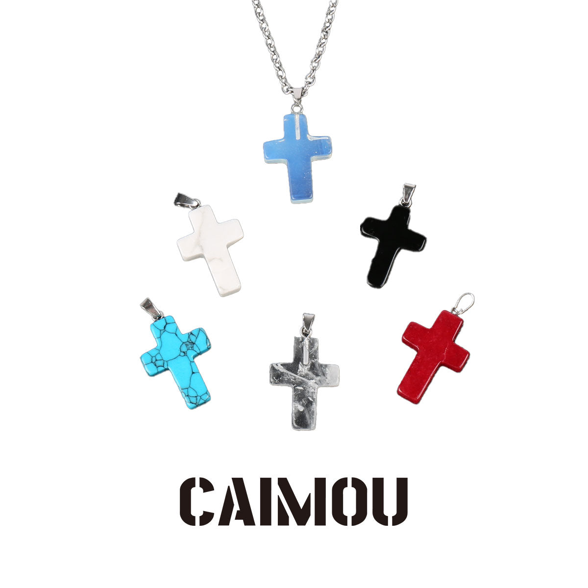 Stone Cross Pendant Necklace