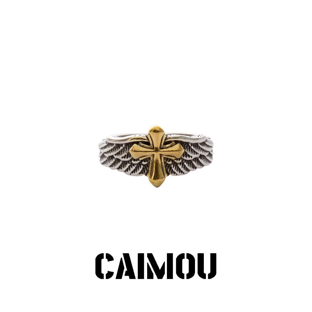 Cross feather open ring