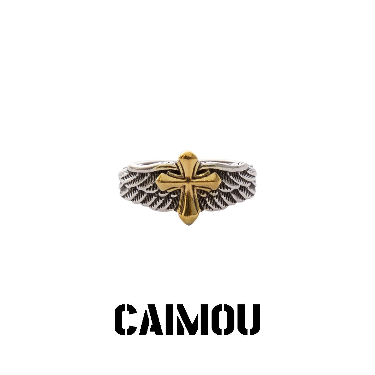 Cross feather open ring