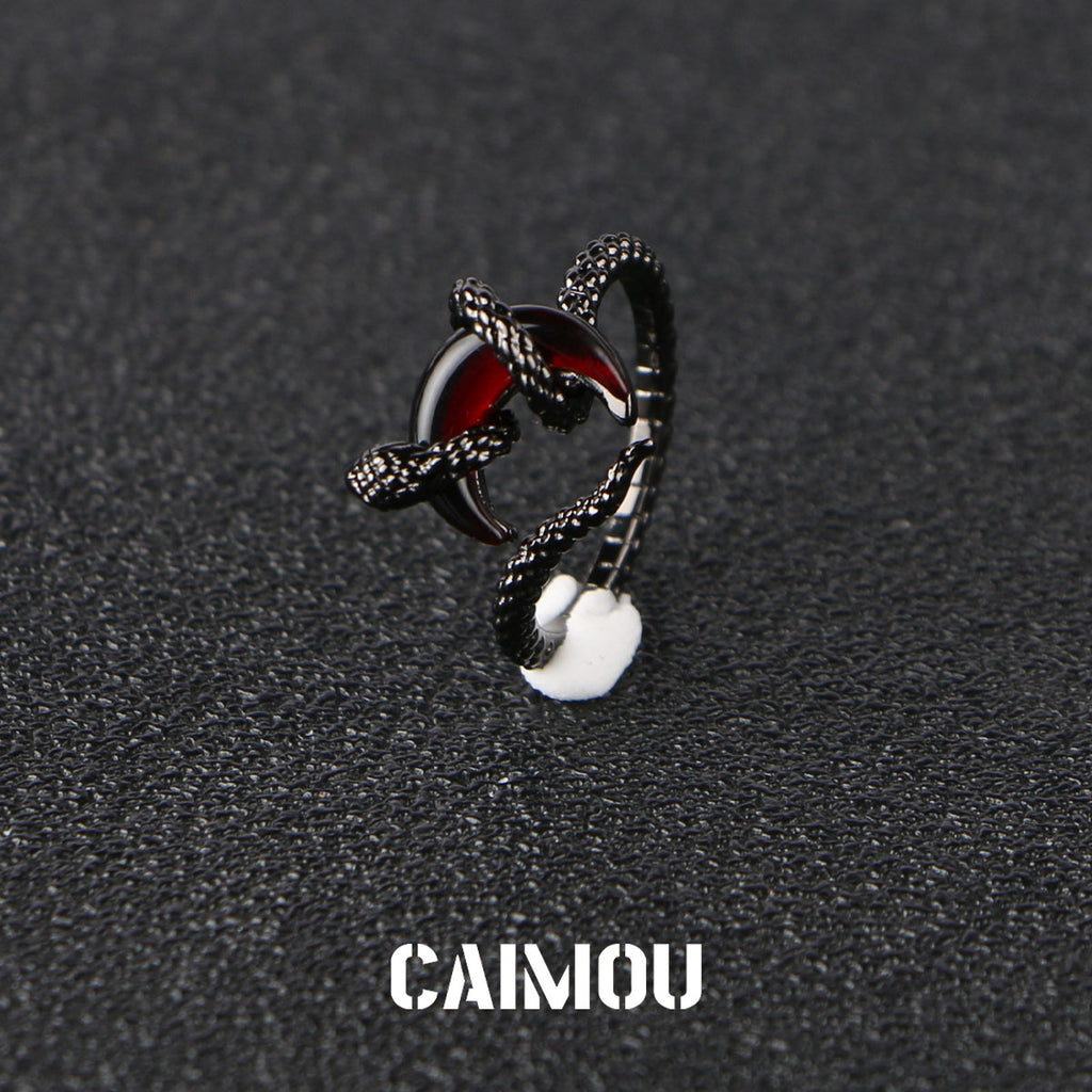 Snake Winding Moon Open Ring