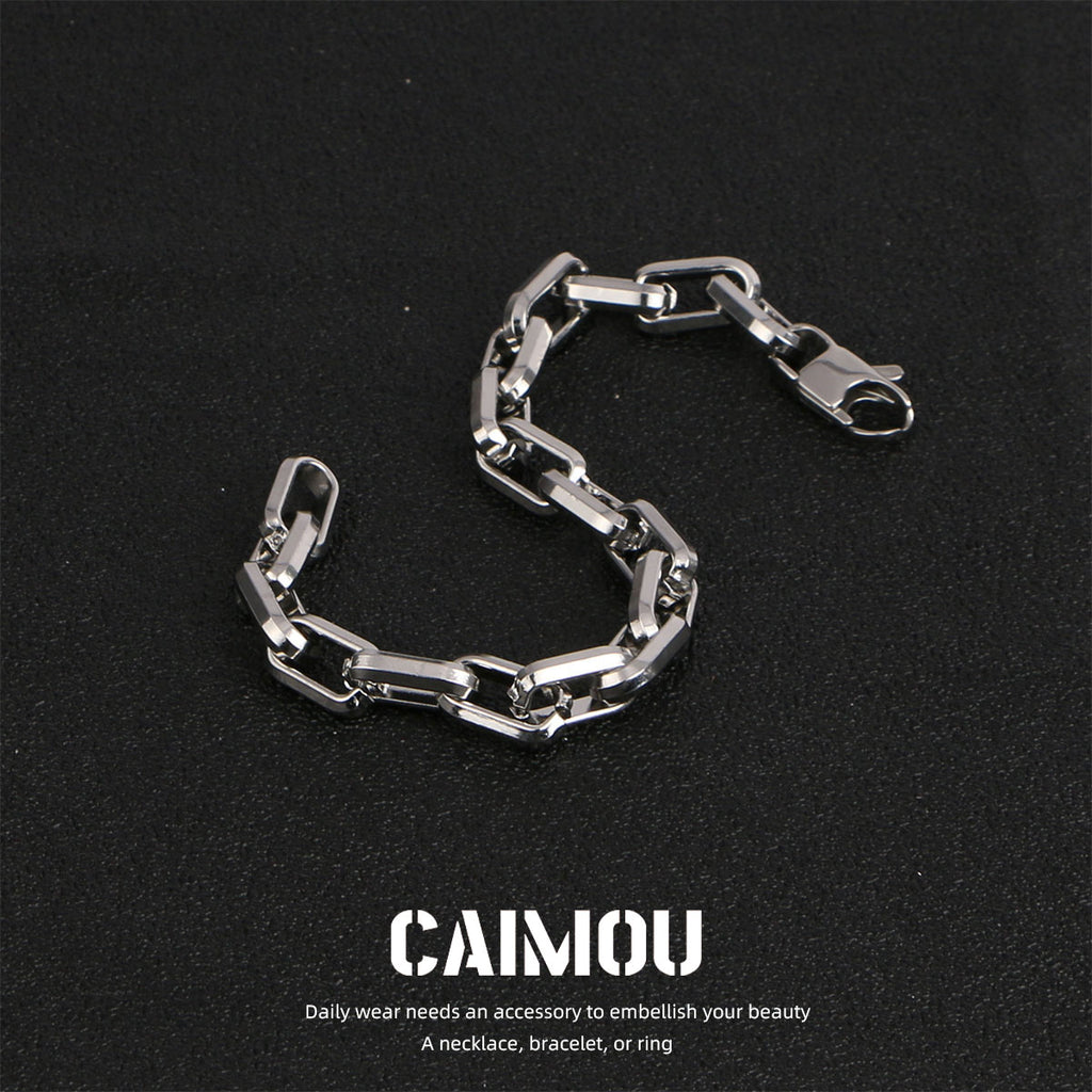 Rectangle Link Thick Chain Bracelet