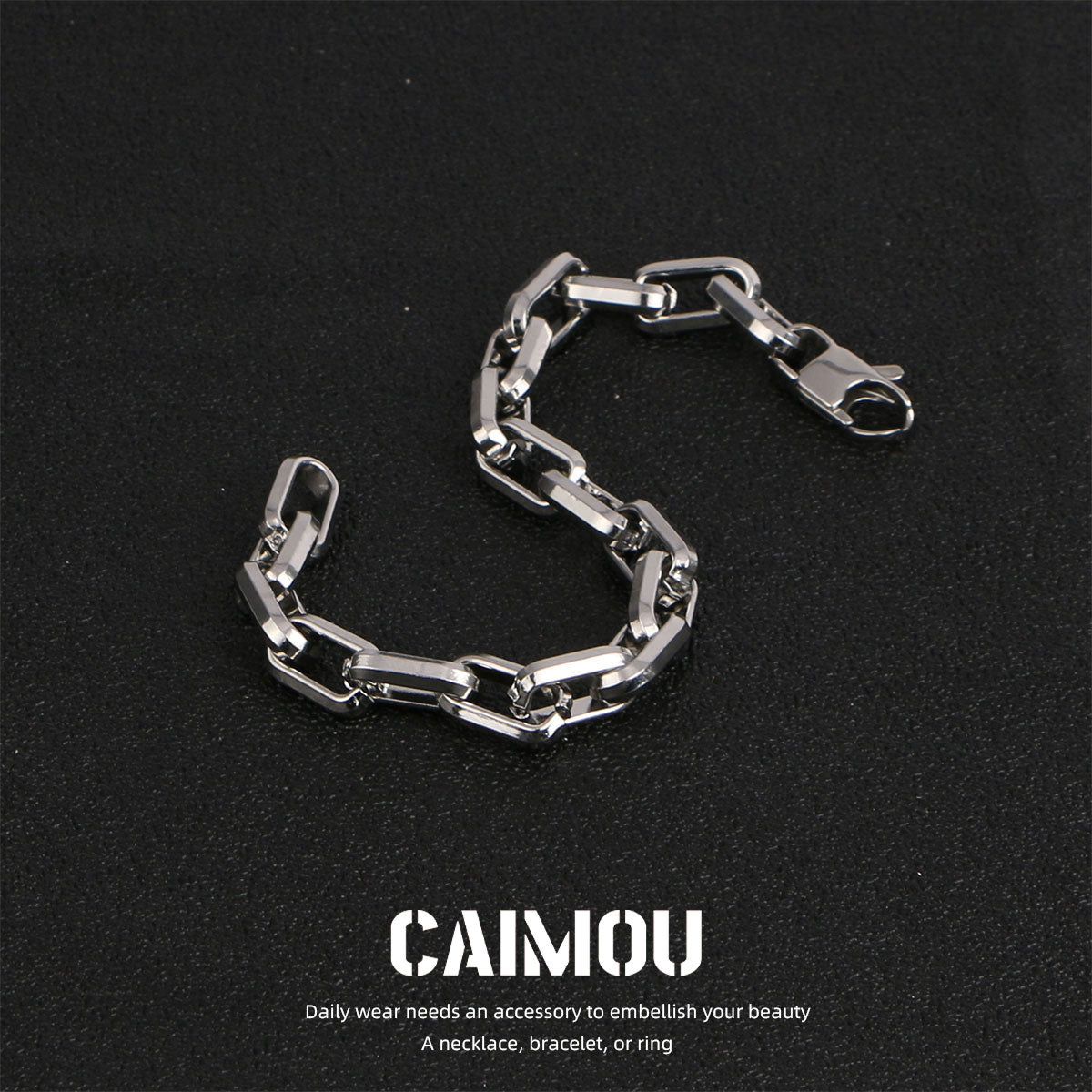 Rectangle Link Thick Chain Bracelet