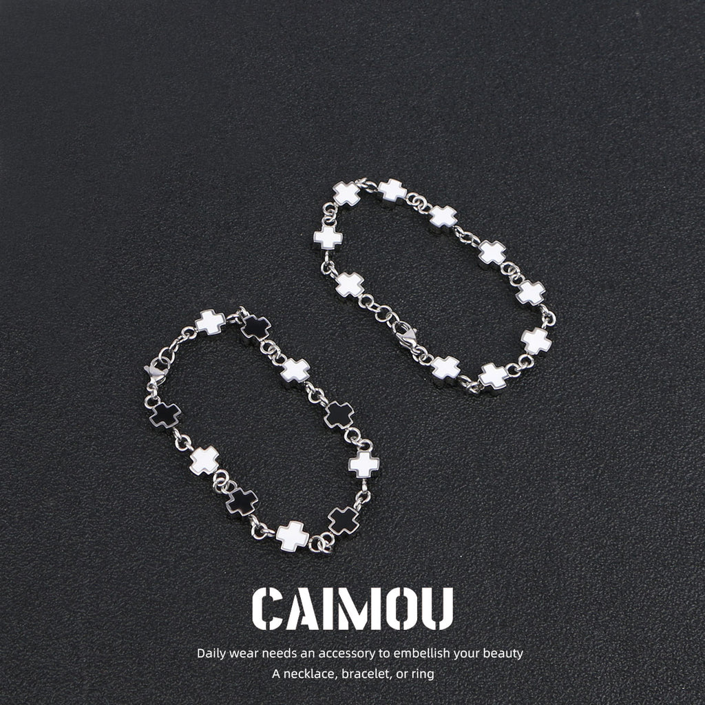 Black and white cross bracelet