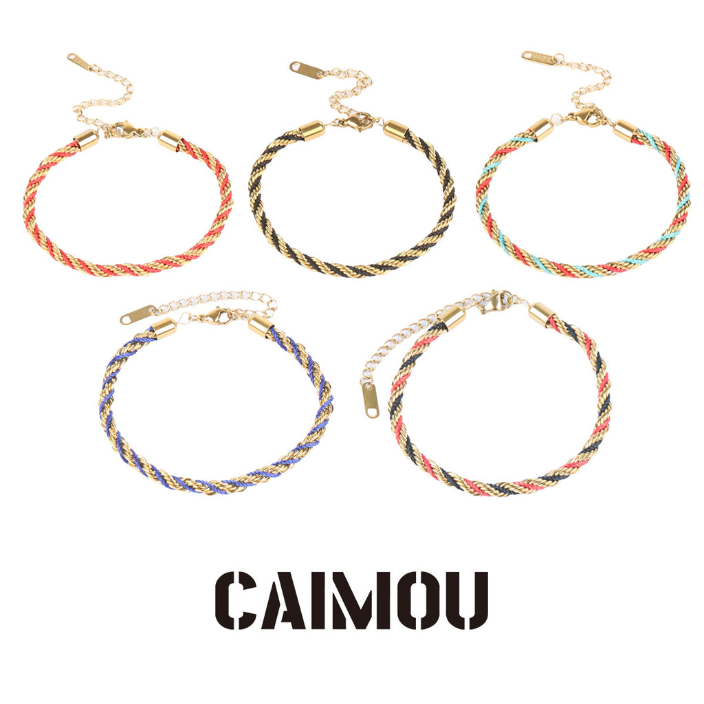 Stainless Steel Slim Twisted Rope Bracelet