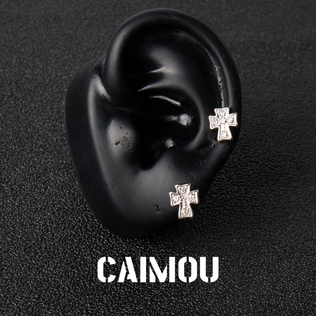Cubic Zirconia Cross Stud Earrings