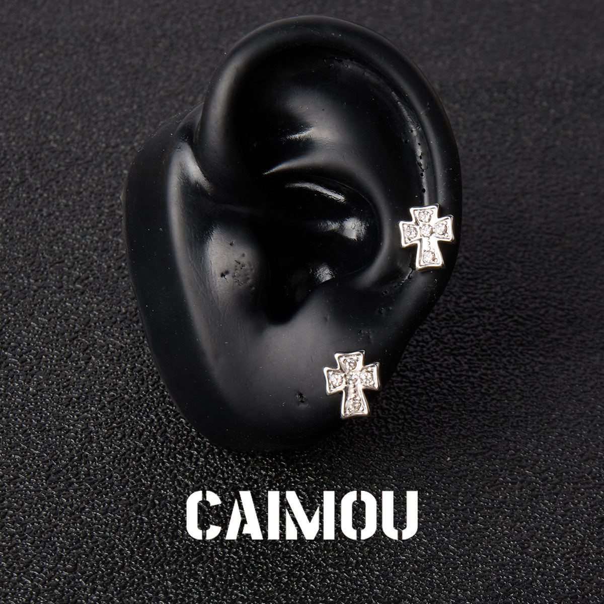 Cubic Zirconia Cross Stud Earrings