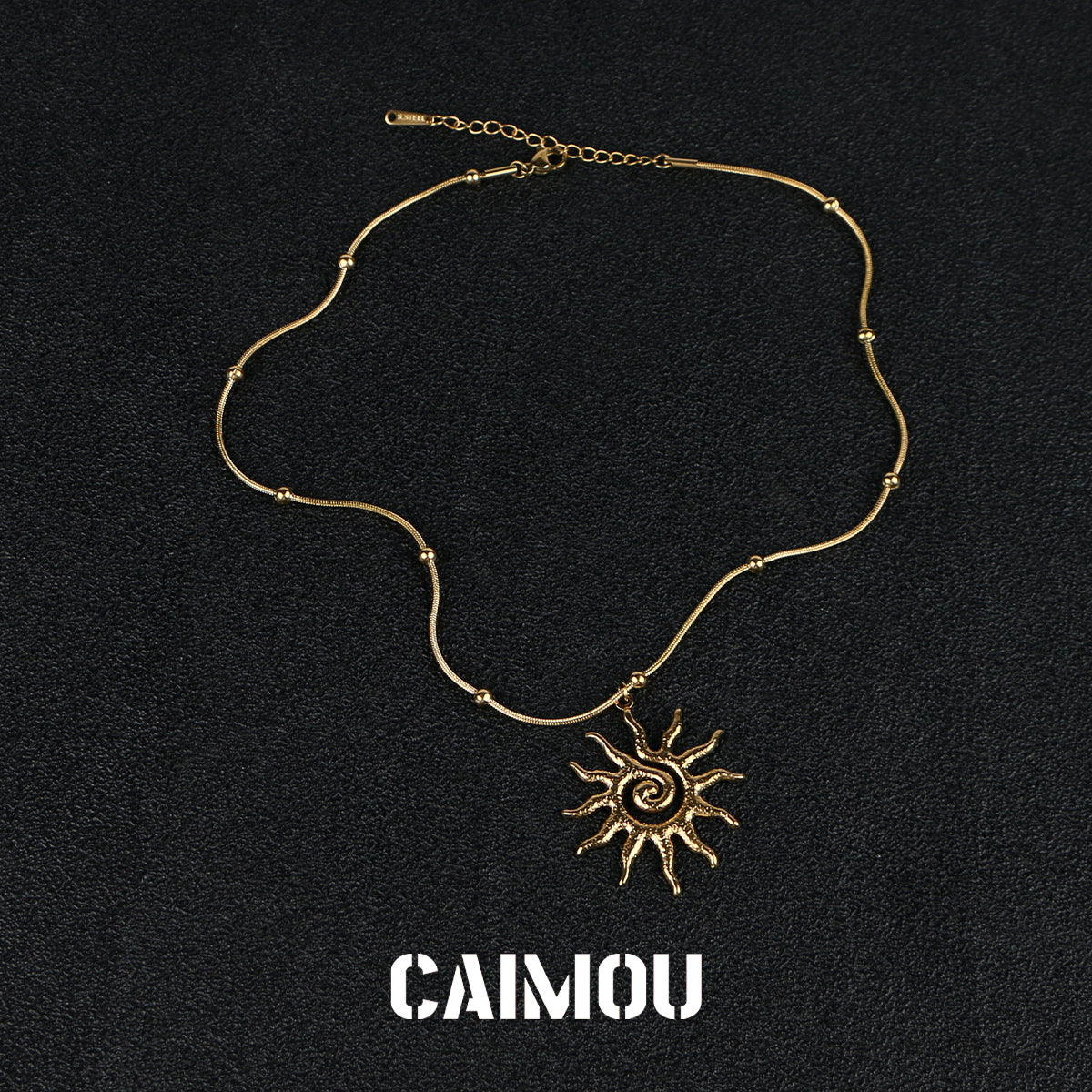 Golden Spiral Sun Pendant Necklace