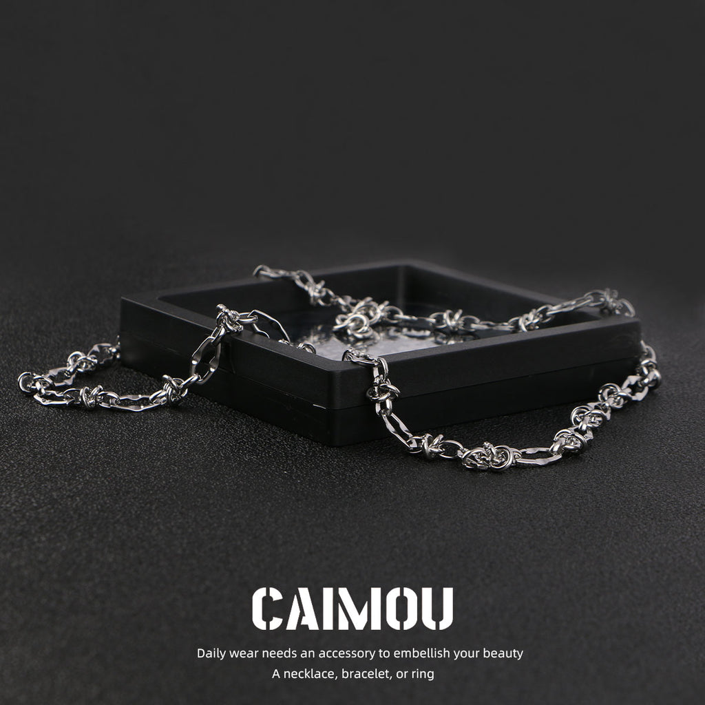 Lip Link Cuban Chain Necklace & Bracelet (Silver)