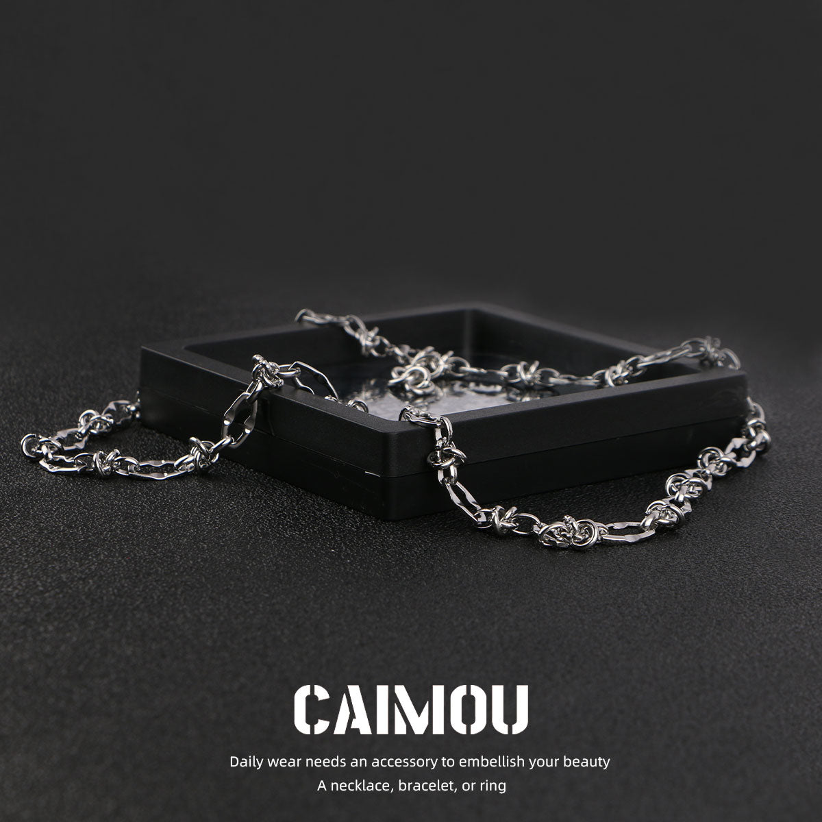 Lip Link Cuban Chain Necklace & Bracelet (Silver)