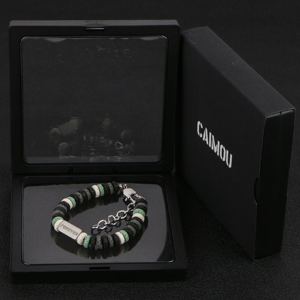 Dark Green Volcanic Stone Beaded Bracelet