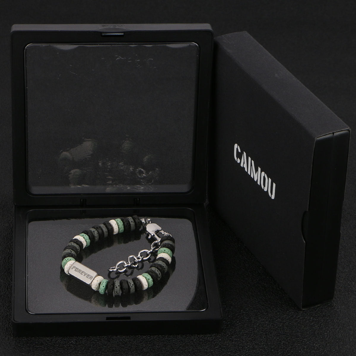 Dark Green Volcanic Stone Beaded Bracelet