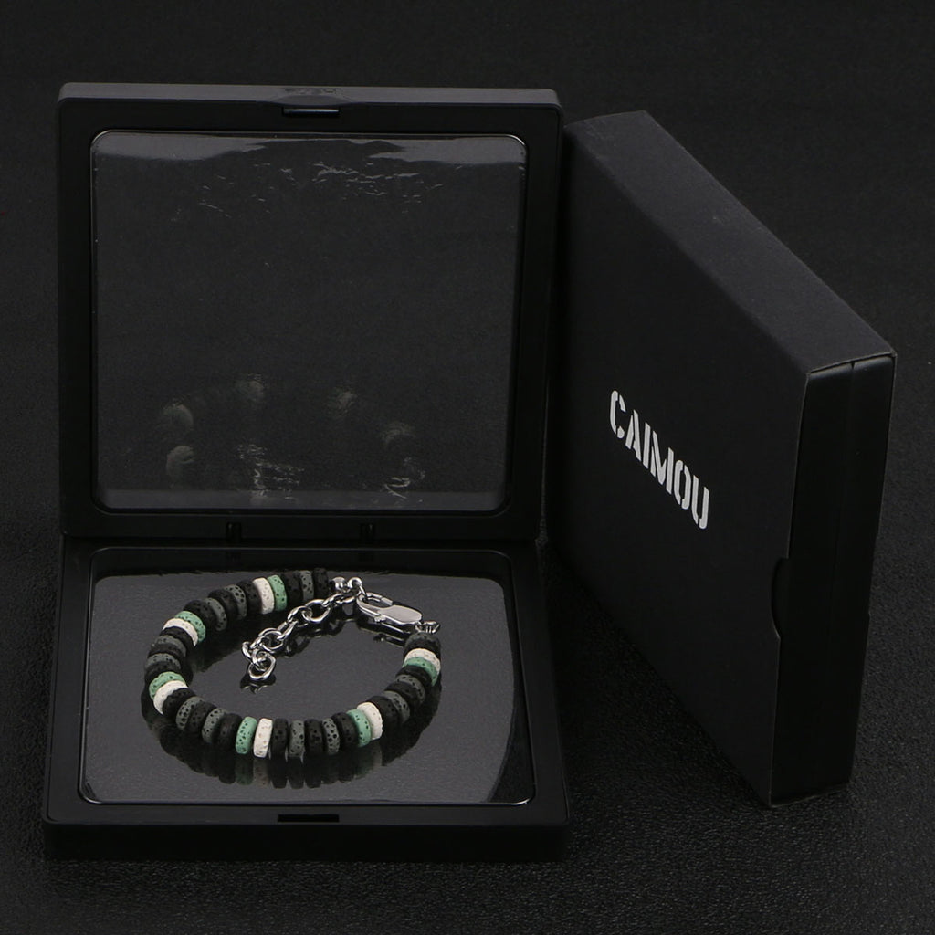 Dark Green Volcanic Stone Beaded Bracelet
