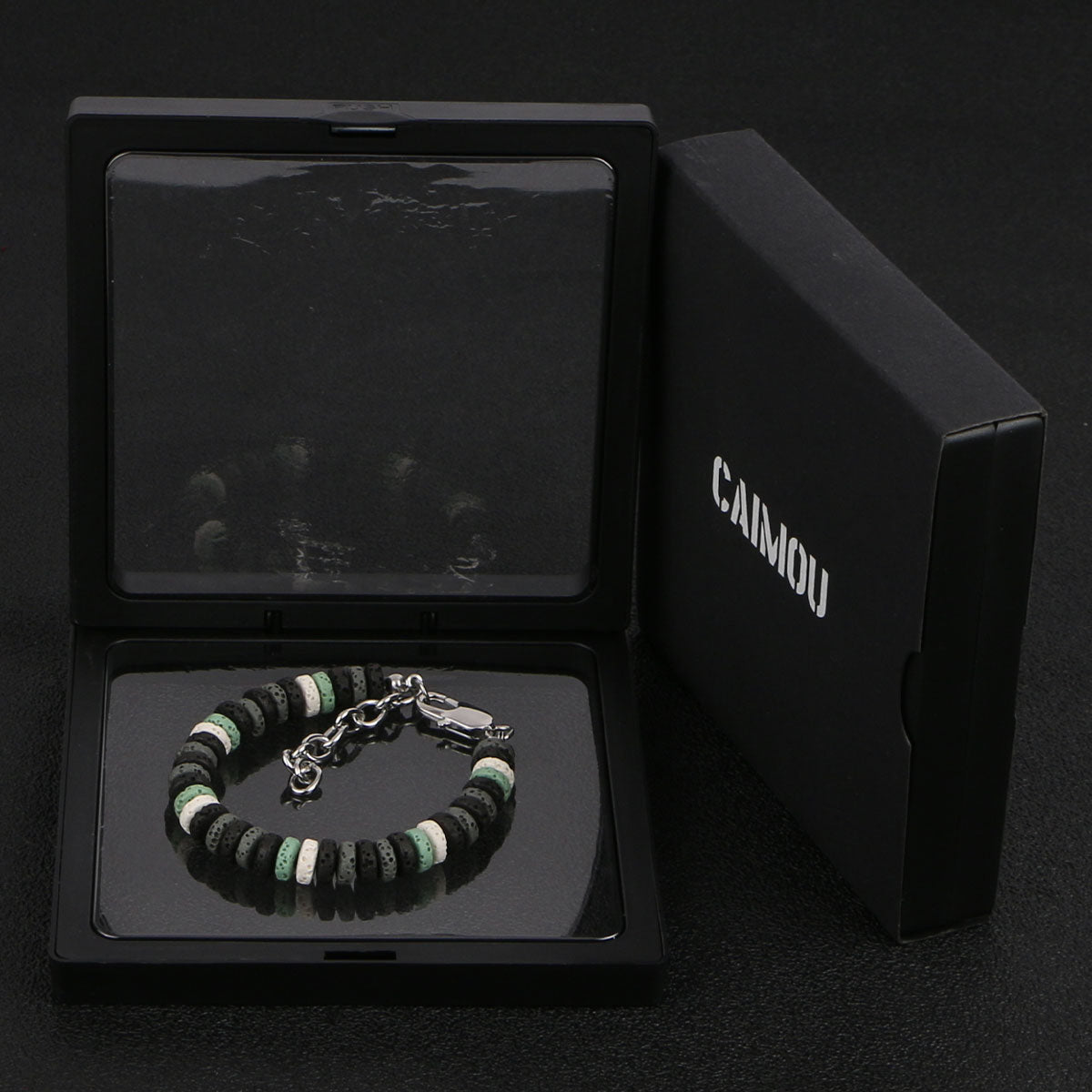 Dark Green Volcanic Stone Beaded Bracelet