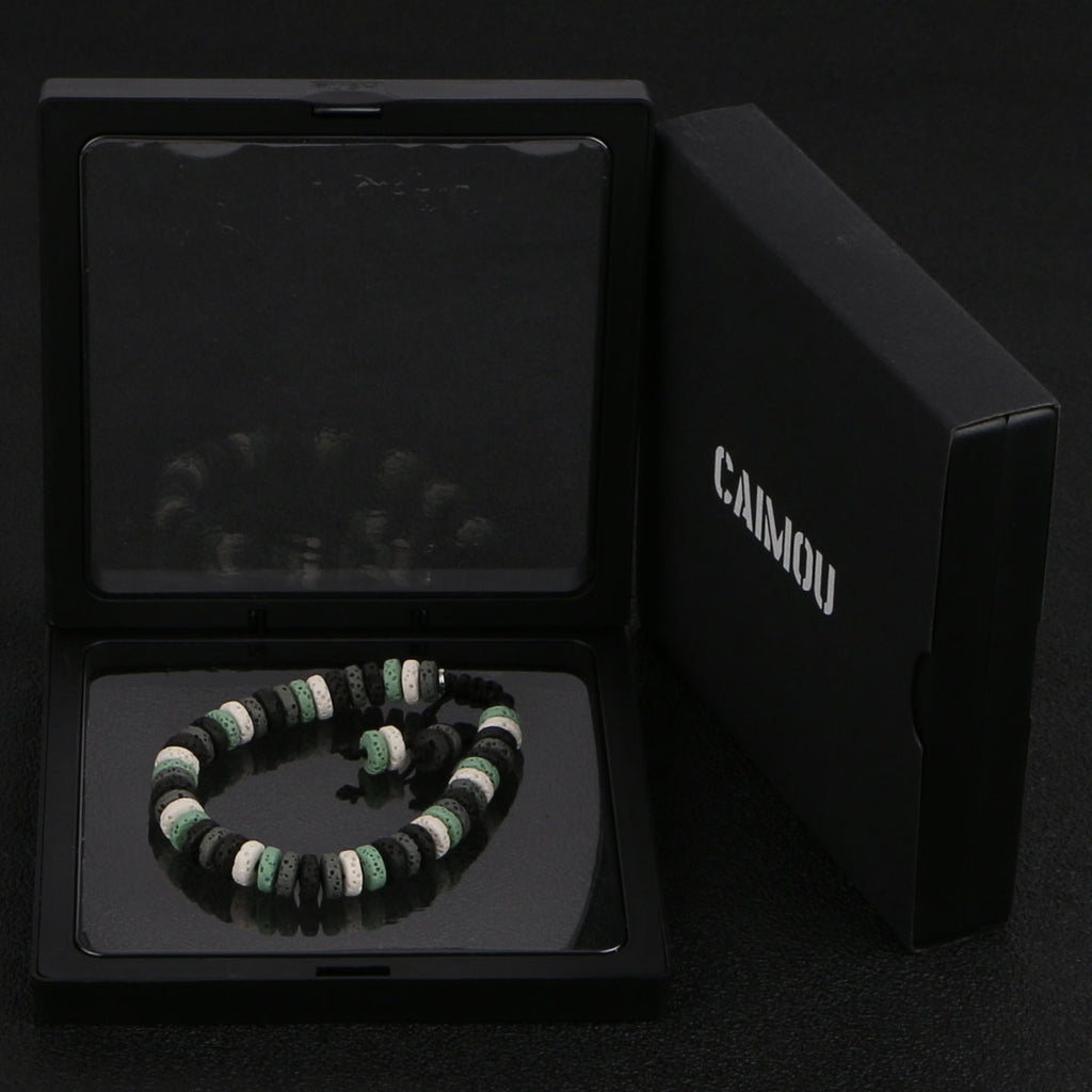 Dark Green Volcanic Stone Beaded Bracelet