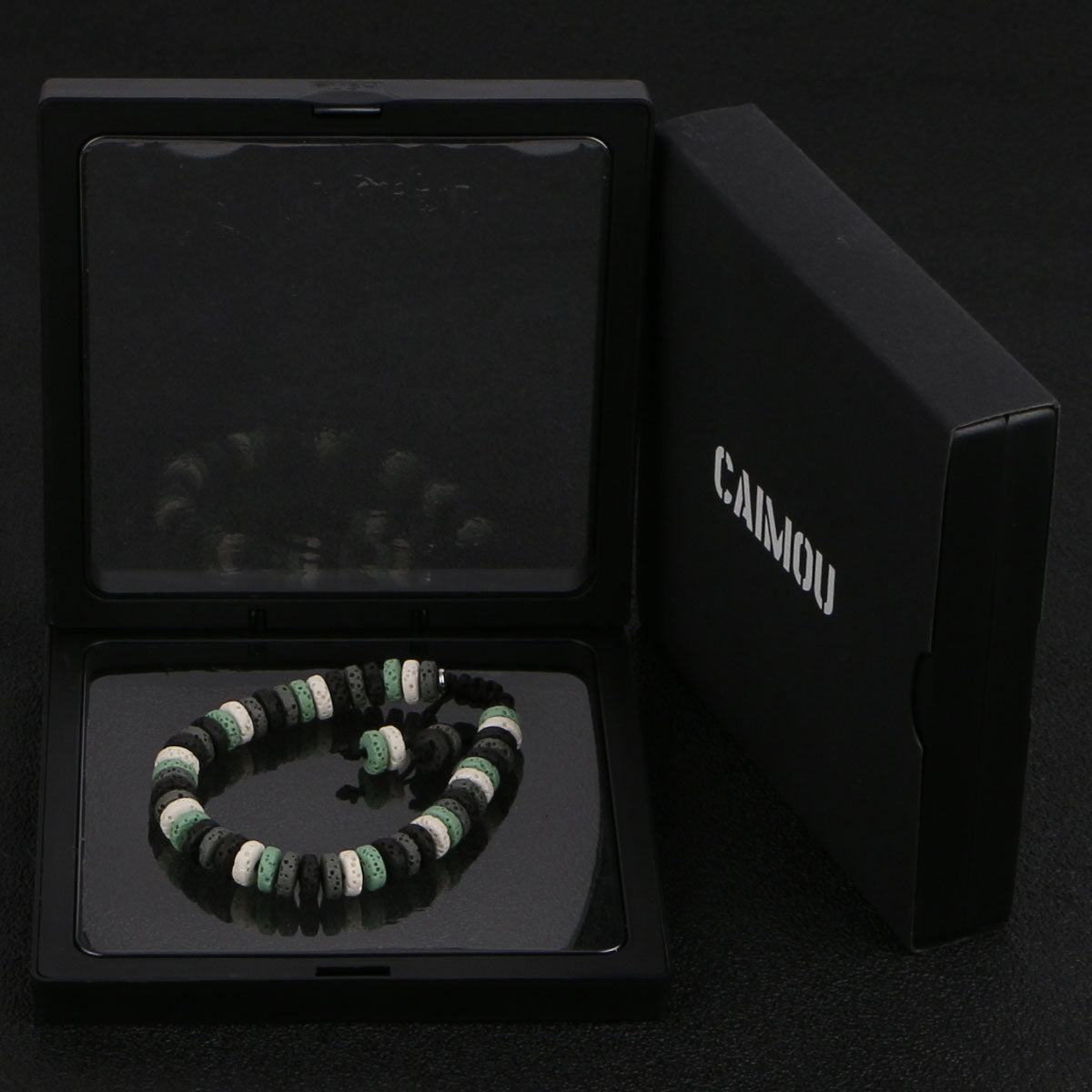 Dark Green Volcanic Stone Beaded Bracelet
