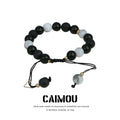 Black & White Volcanic Stone Braided Bracelet