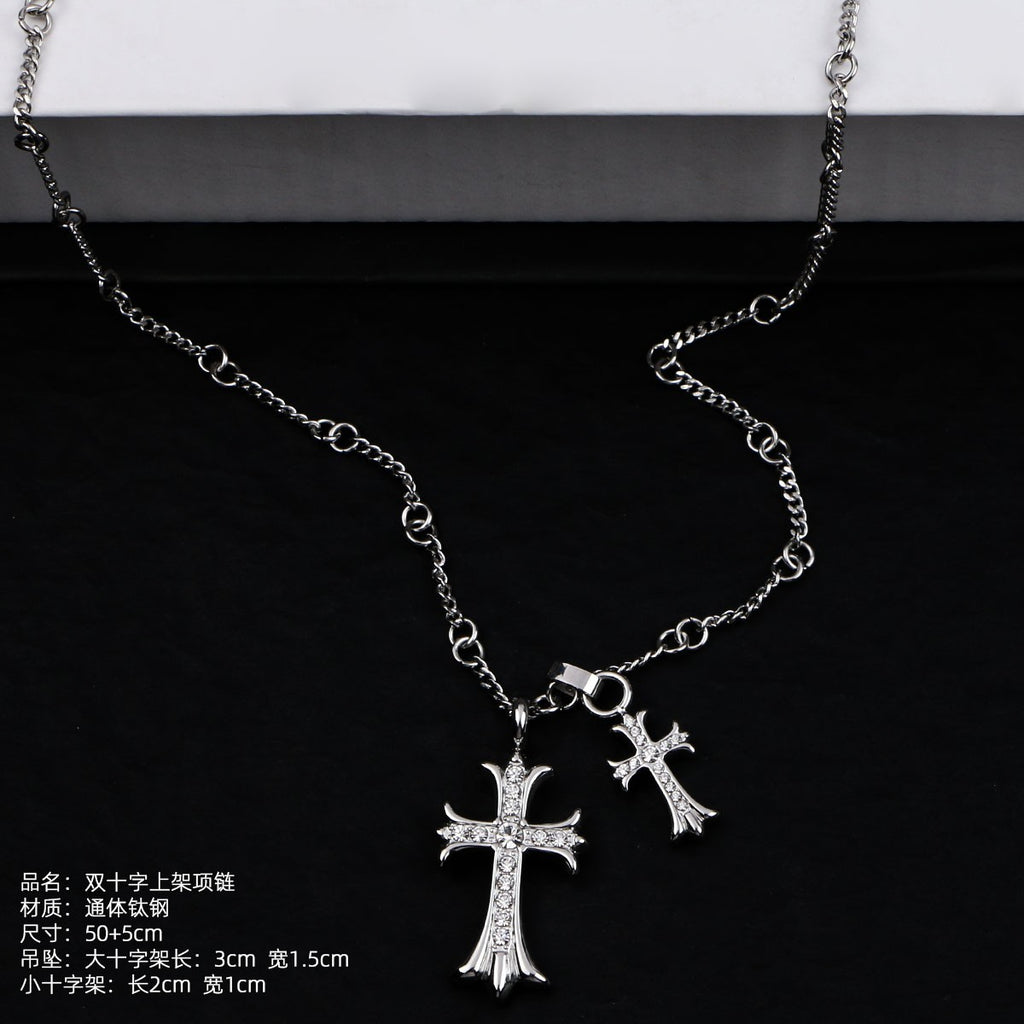 Silver Dual Cross Necklace
