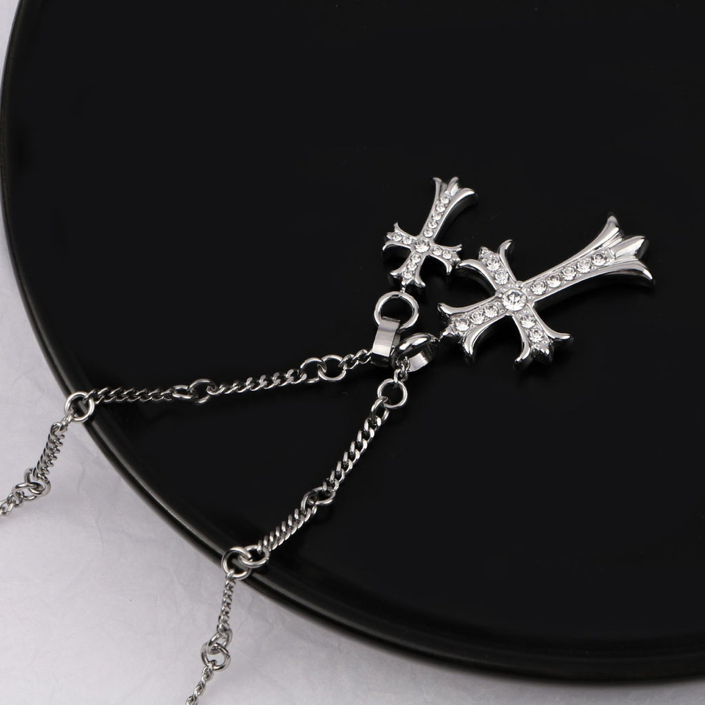 Silver Dual Cross Necklace