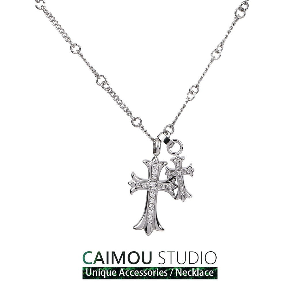 Silver Dual Cross Necklace